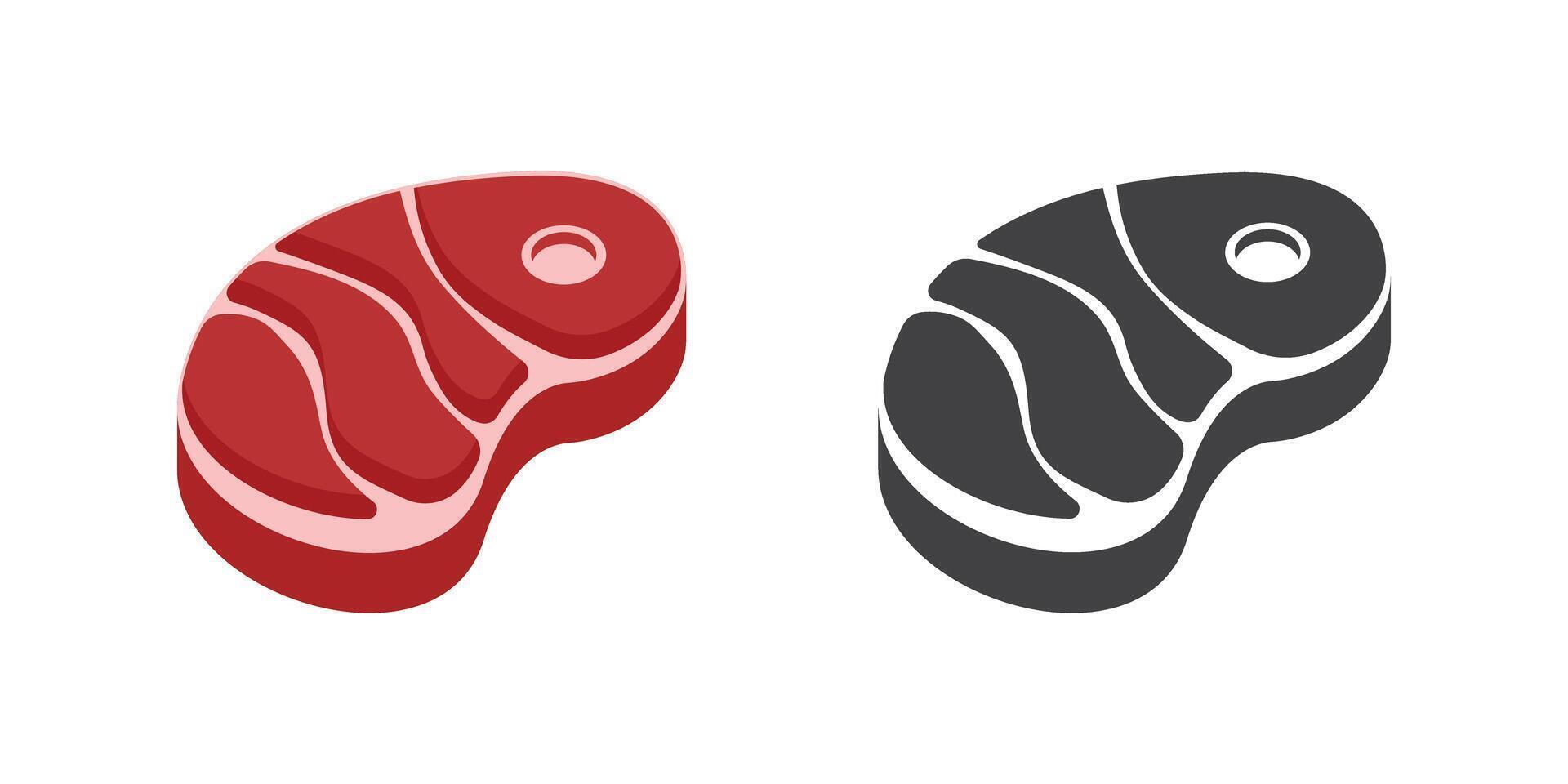 Raw meat icon in flat style. Lamb or beef illustration on isolated background. Fried protein meal sign business concept. vector