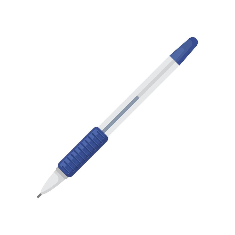 Ballpoint pen icon in flat style. Office tool illustration on isolated background. School equipment sign business concept. vector