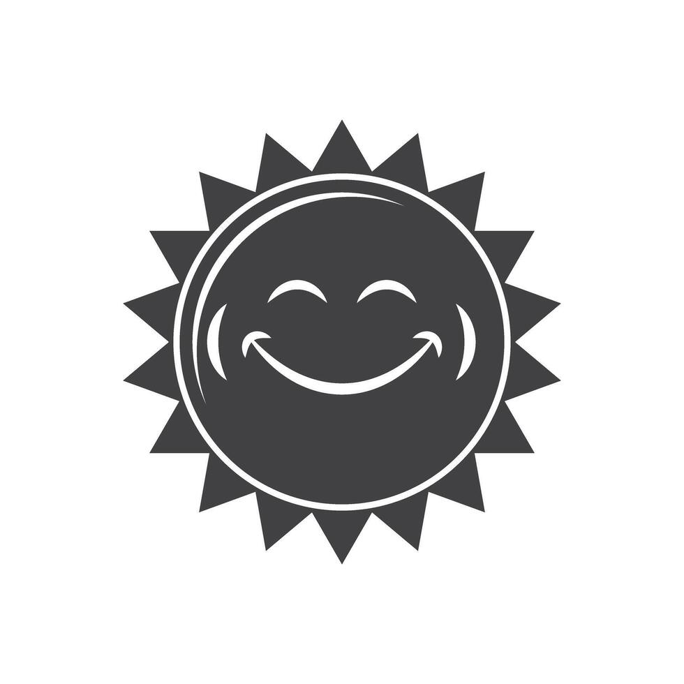Funny sun with face icon in flat style. Summer sunshine emoji illustration on isolated background. Smiling sun sign business concept. vector