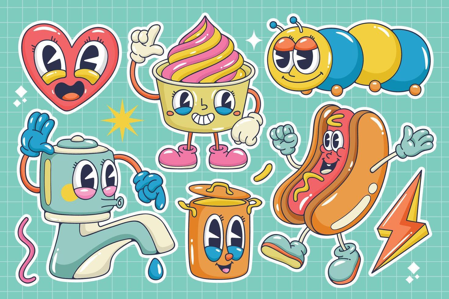 Doodle Flat Trendy Cartoon Element Collection vector