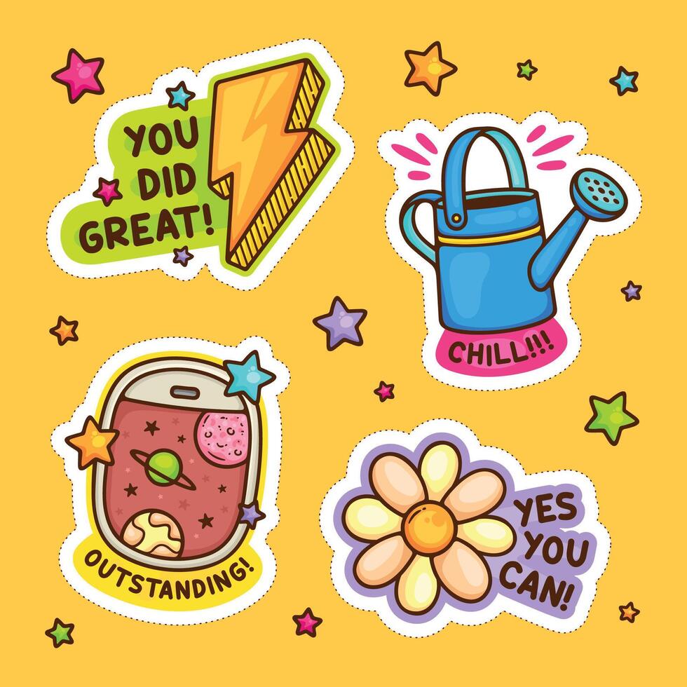 Sticker Text Balloon Hand Drawn Doodle Element Collection vector