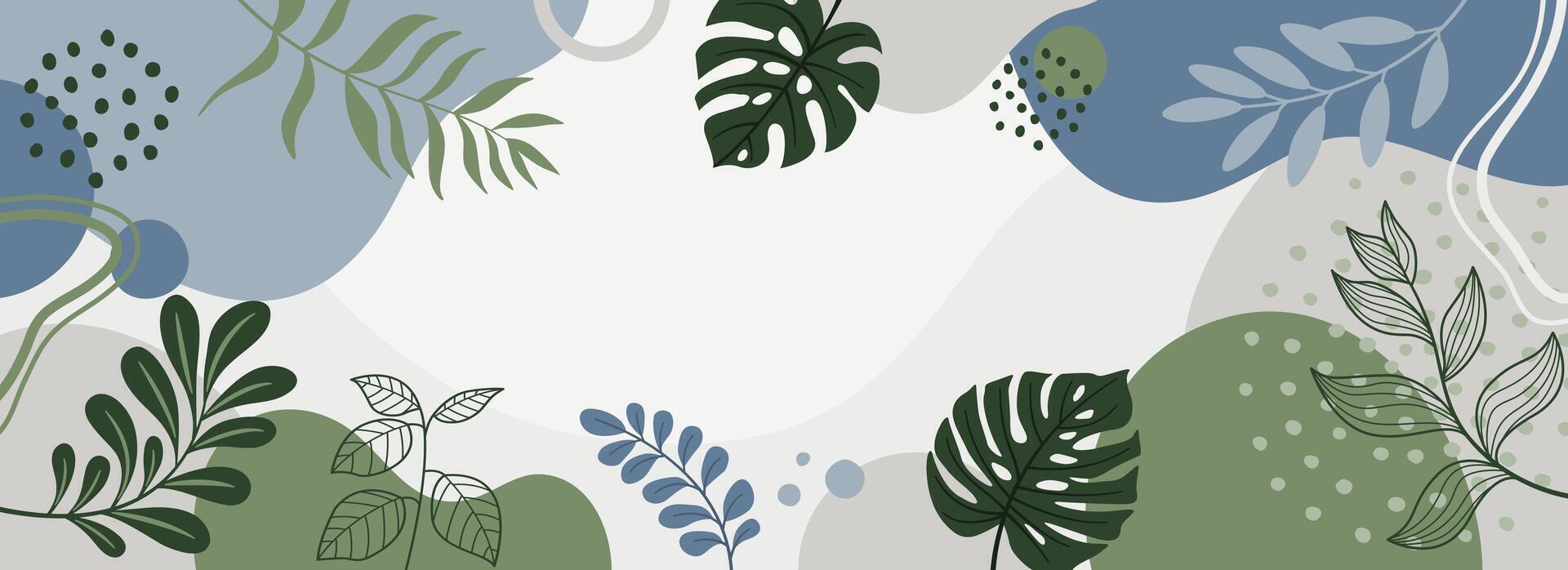 Leaves green poster background. Hand drawn abstract background for design. vector