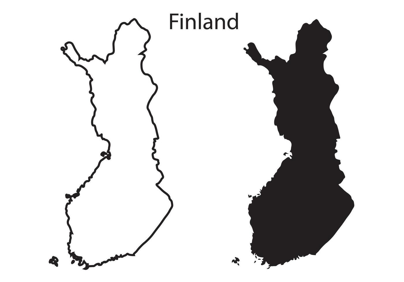 Finland map silhouette, Finland country vector