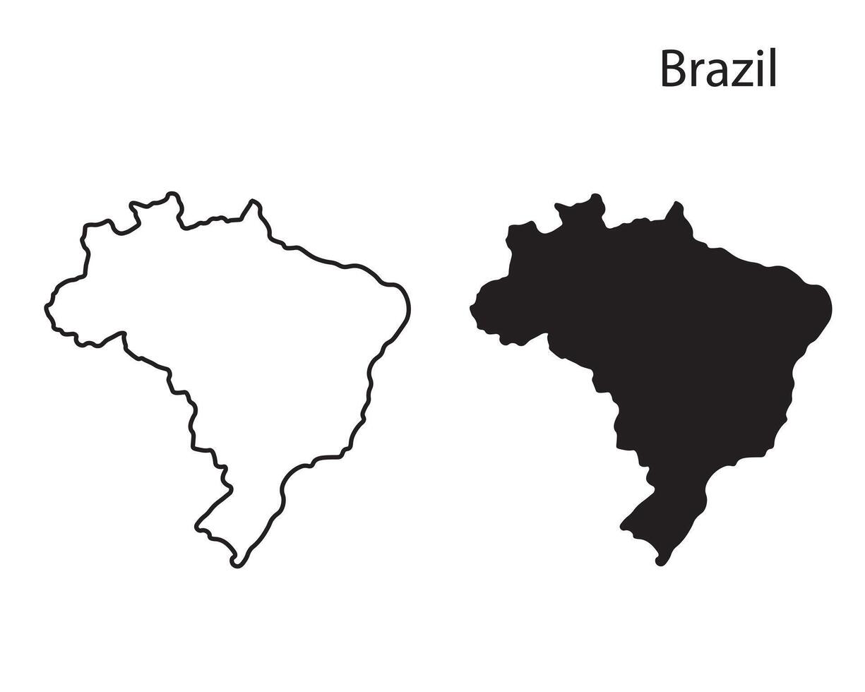 Brazil map, Brazil map silhouette, Brazil country vector