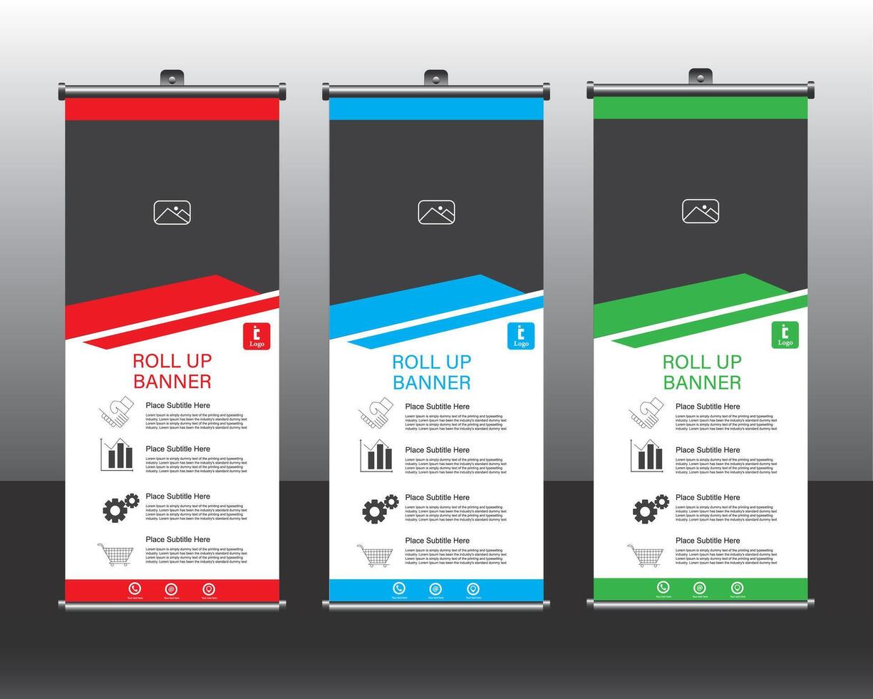 Roll up banner template, Roll up banner set vector