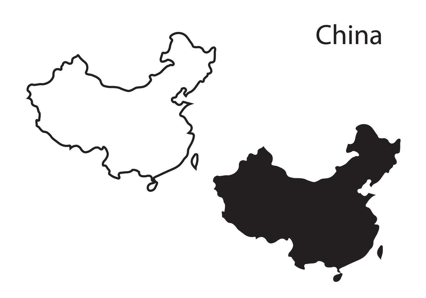 China map silhouette, China country vector