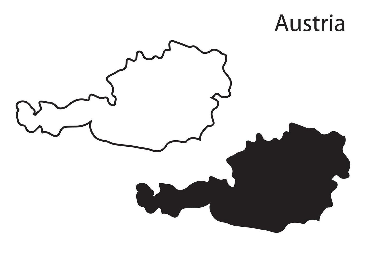 Austria map silhouette, Austria country vector