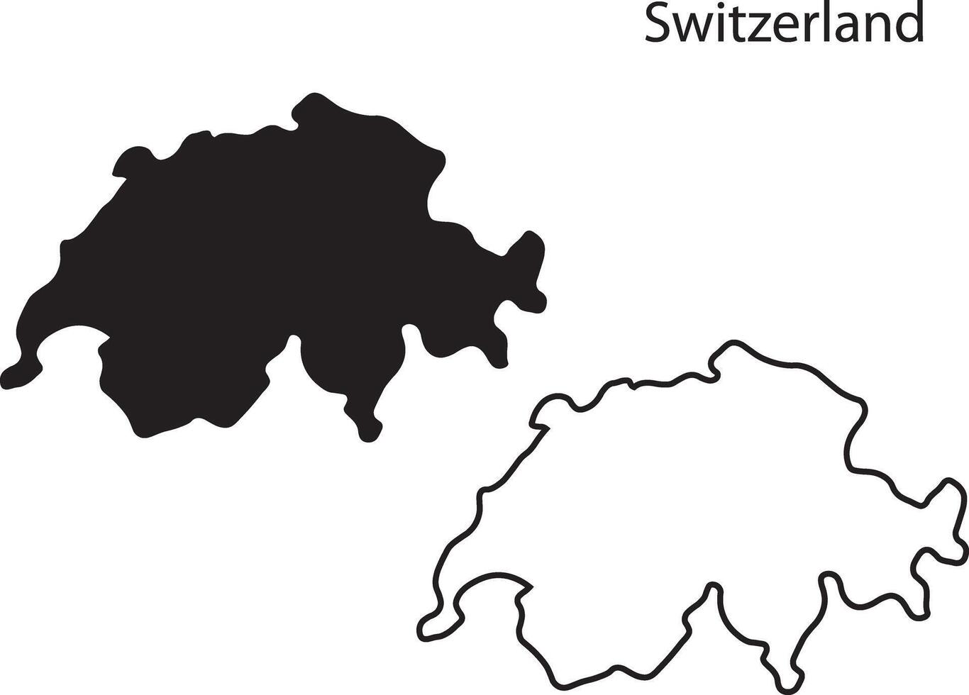 Switzerland map illustration, Switzerland map silhouette, Switzerland country vector