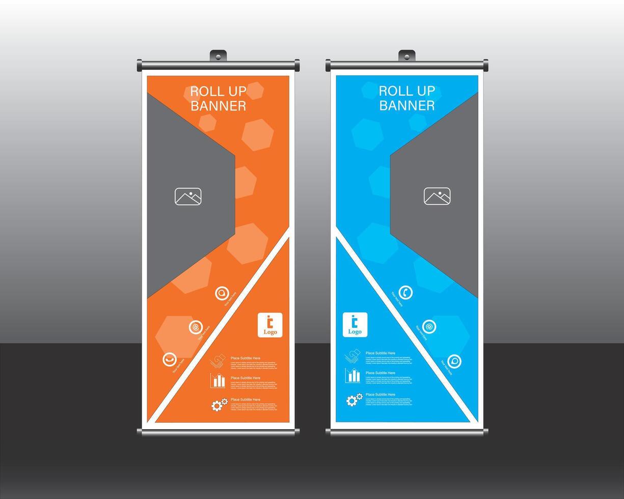 Roll up brochure flyer banner design template vector
