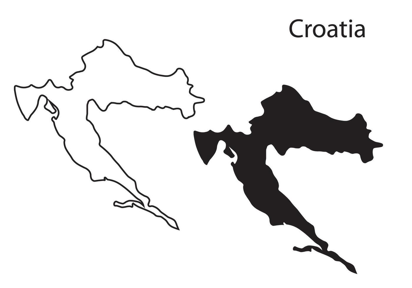 Croatia map silhouette, Croatia country vector