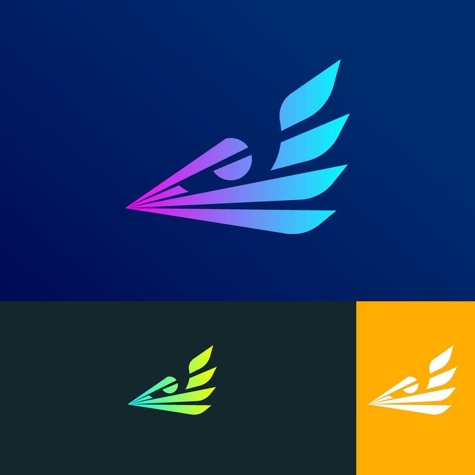 eagle logo design concept, combination between wing and eagle eye vector
