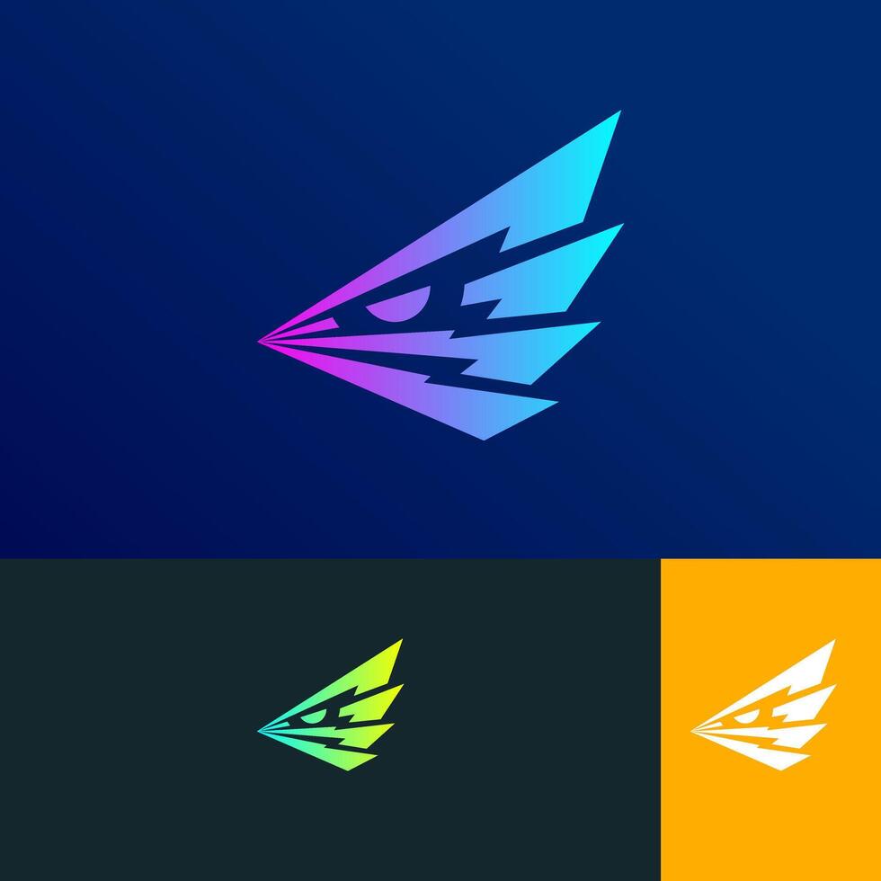 thunder eagle eye logo concept, combination between eagle eye, wing, and thunder vector