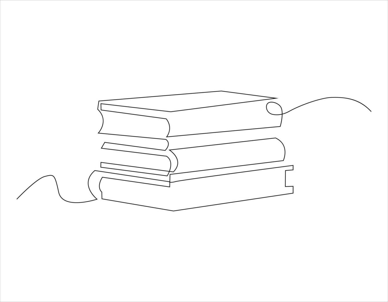 Continuous single line drawing of Book outline vector