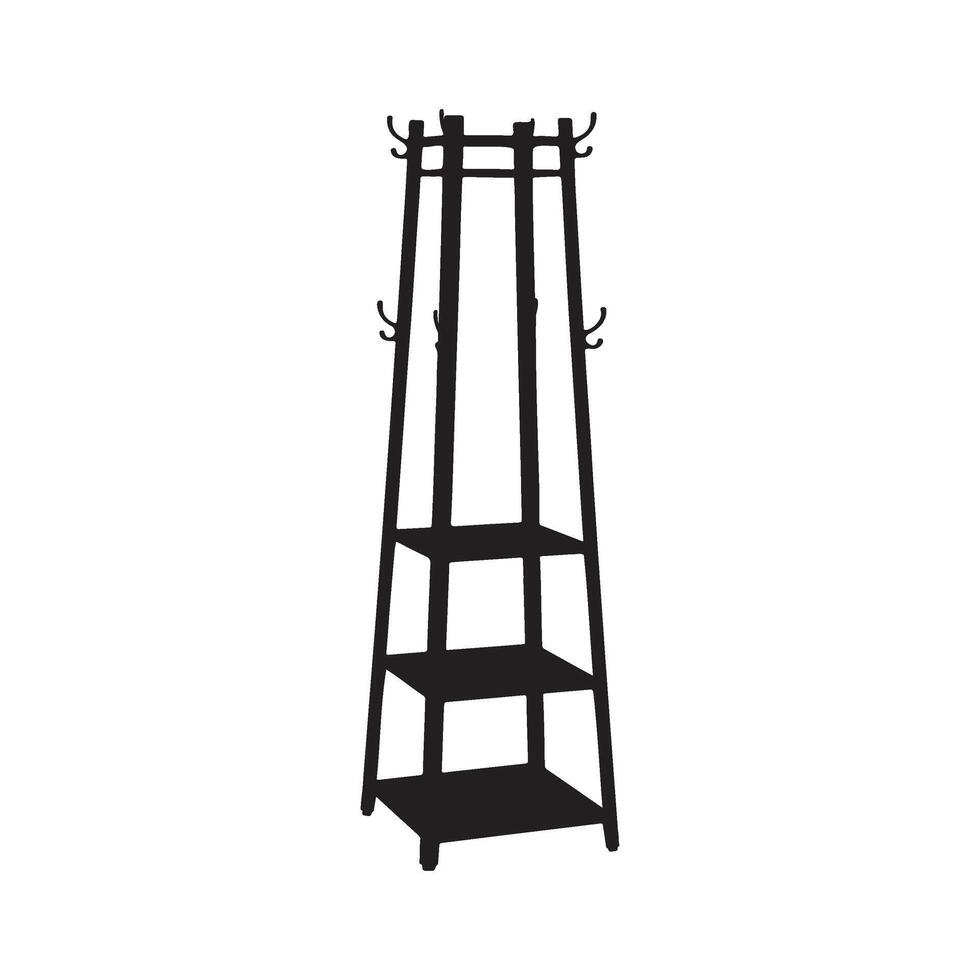 Coat Rack with Shoe Bench Silhouette Illustration vector
