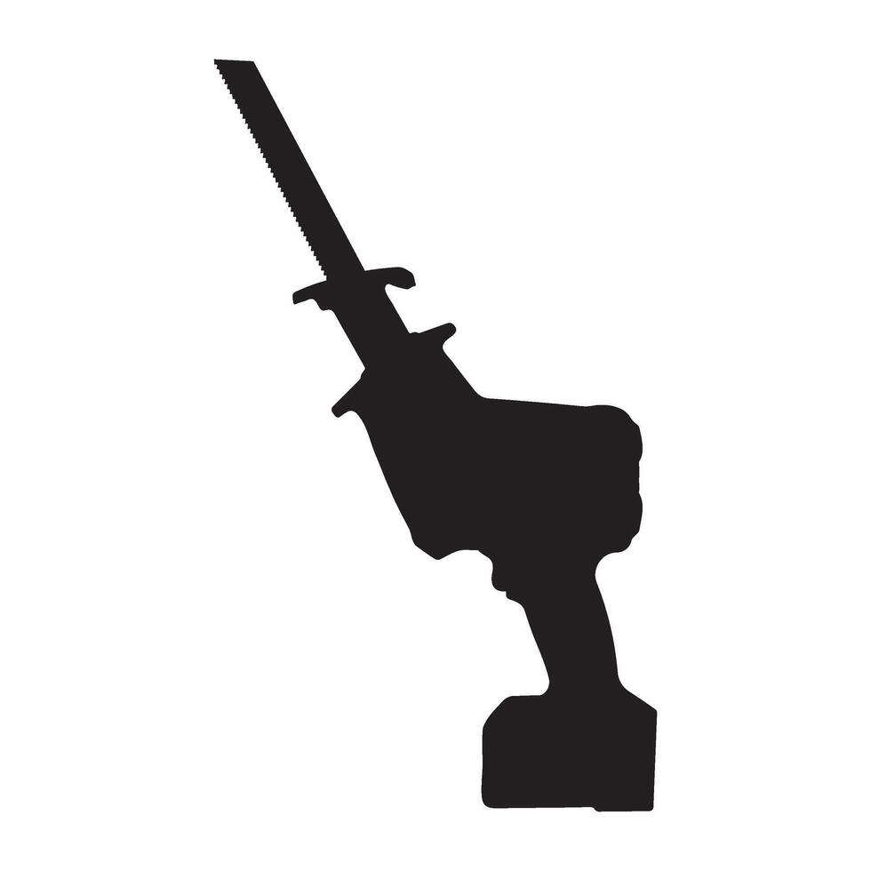 Cordless Reciprocating Saw Silhouette Illustration vector