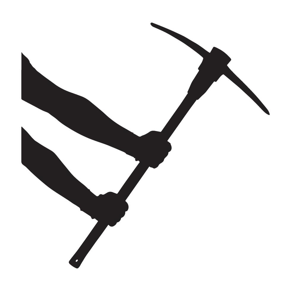 Pick Axe Digging Mattock In Hands Silhouette Illustration vector