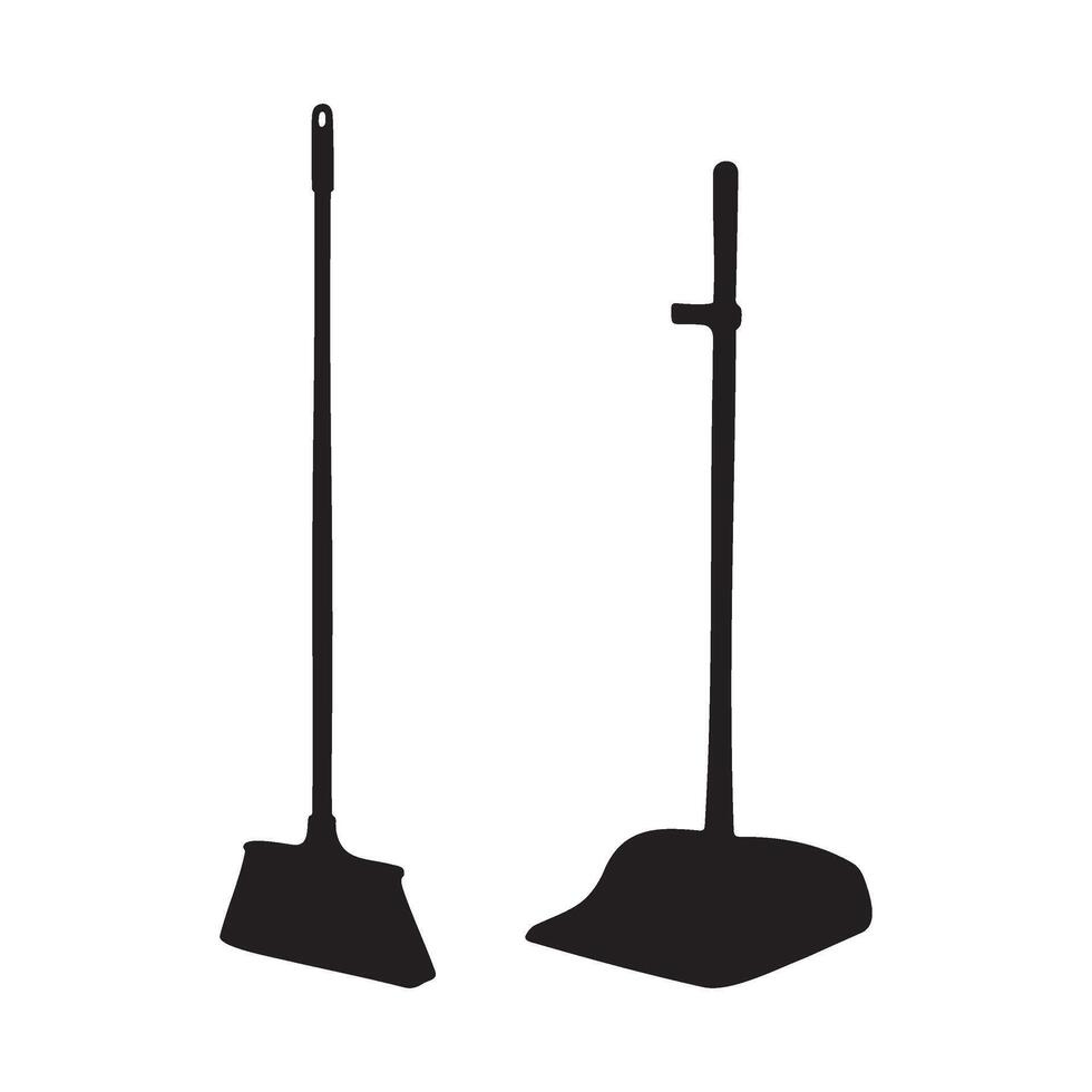 Broom and Dustpan Set Silhouette Illustration vector