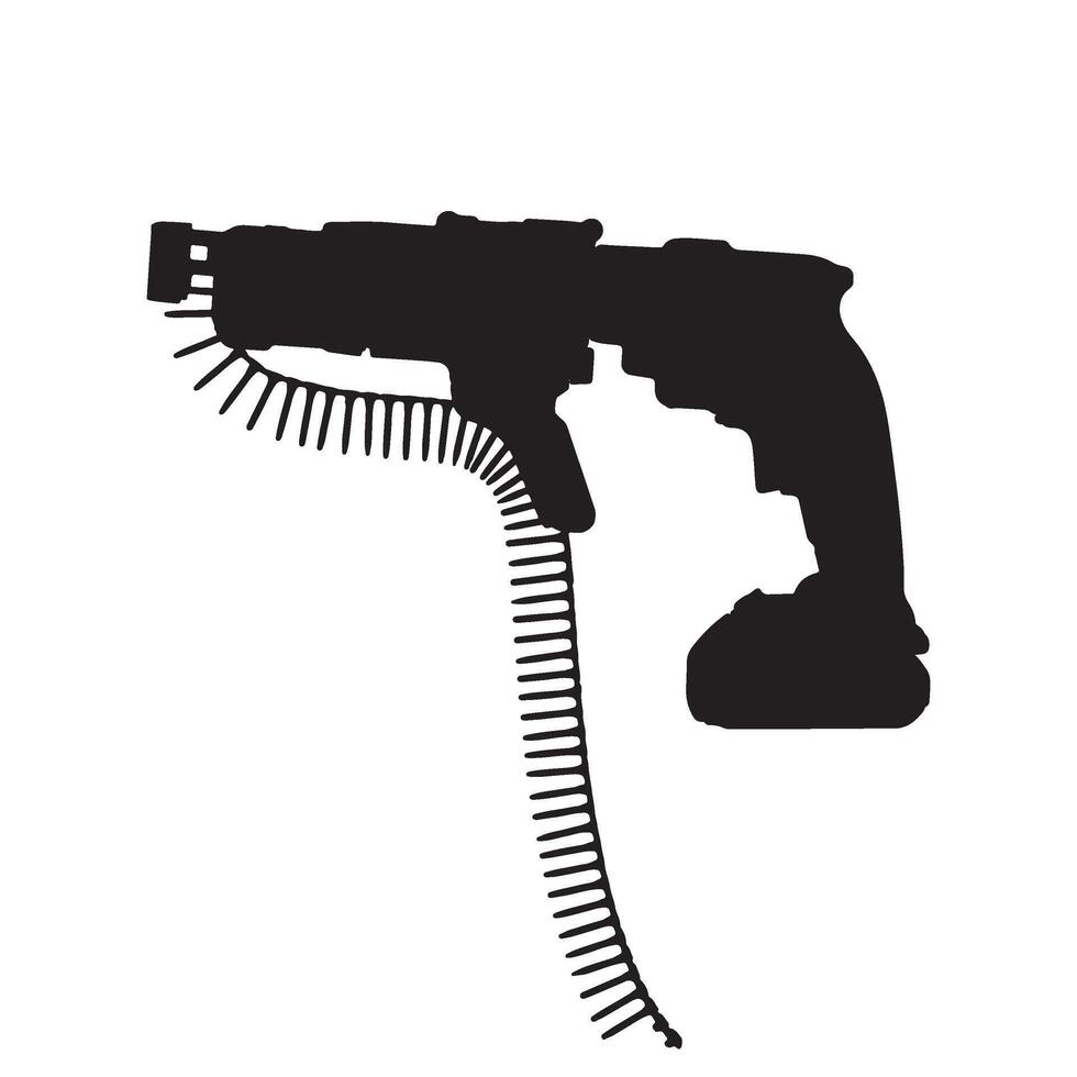 Drywall Screw Nail Gun Silhouette Illustration vector