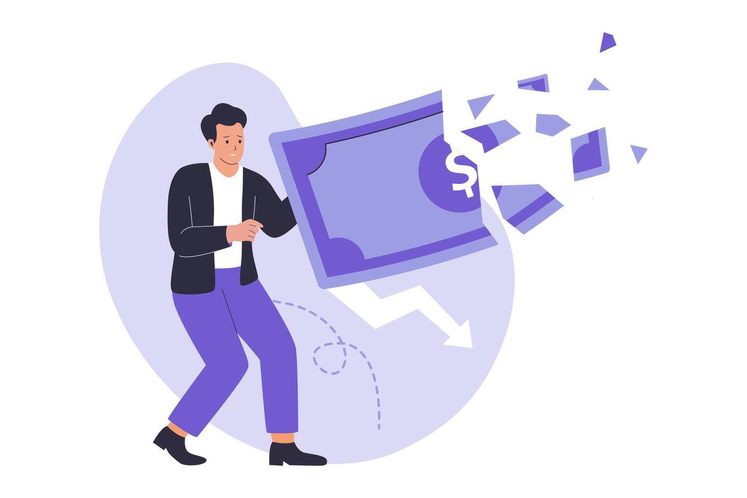 Businessman losing money illustration concept vector