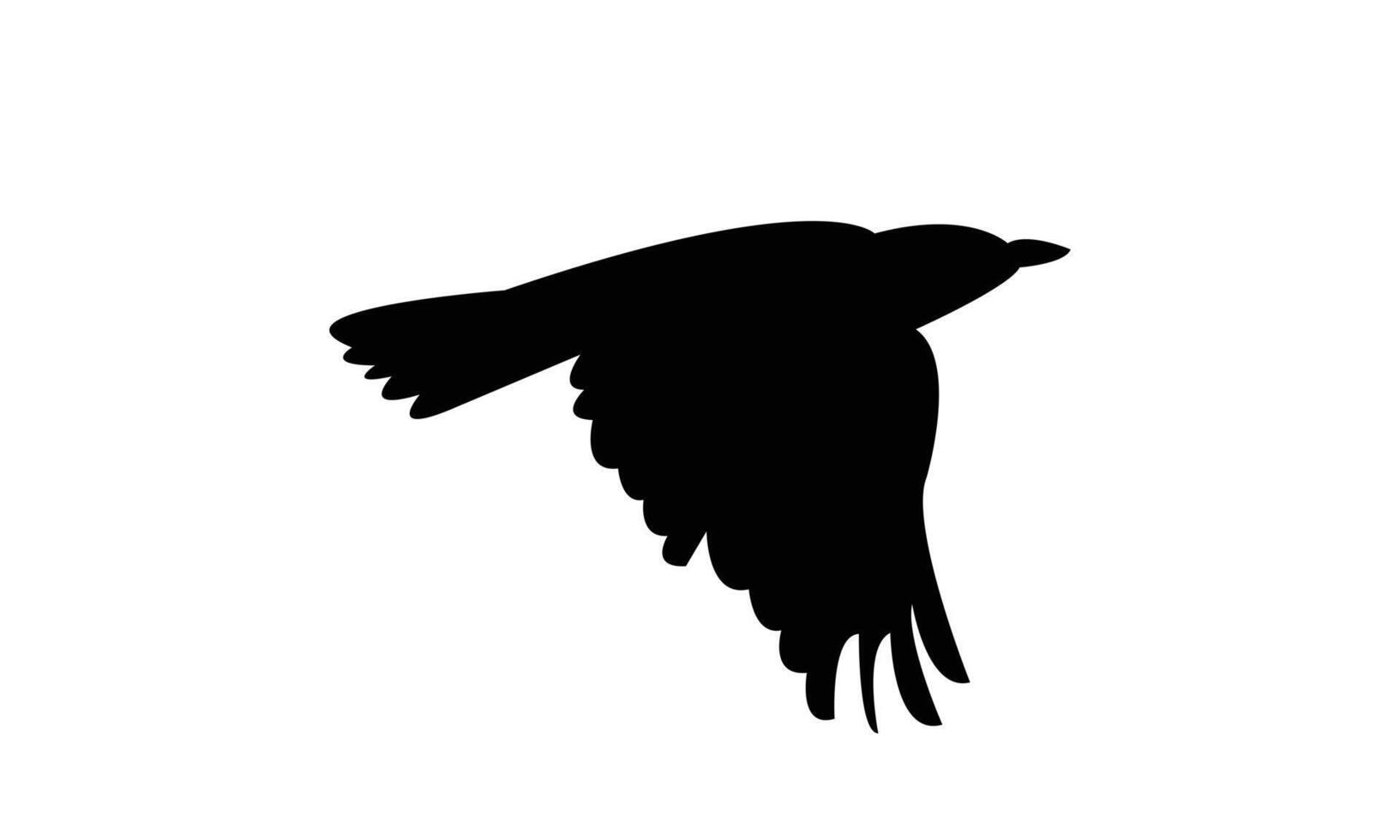 Flying Thrush Black Silhouette Design And Illustration. vector