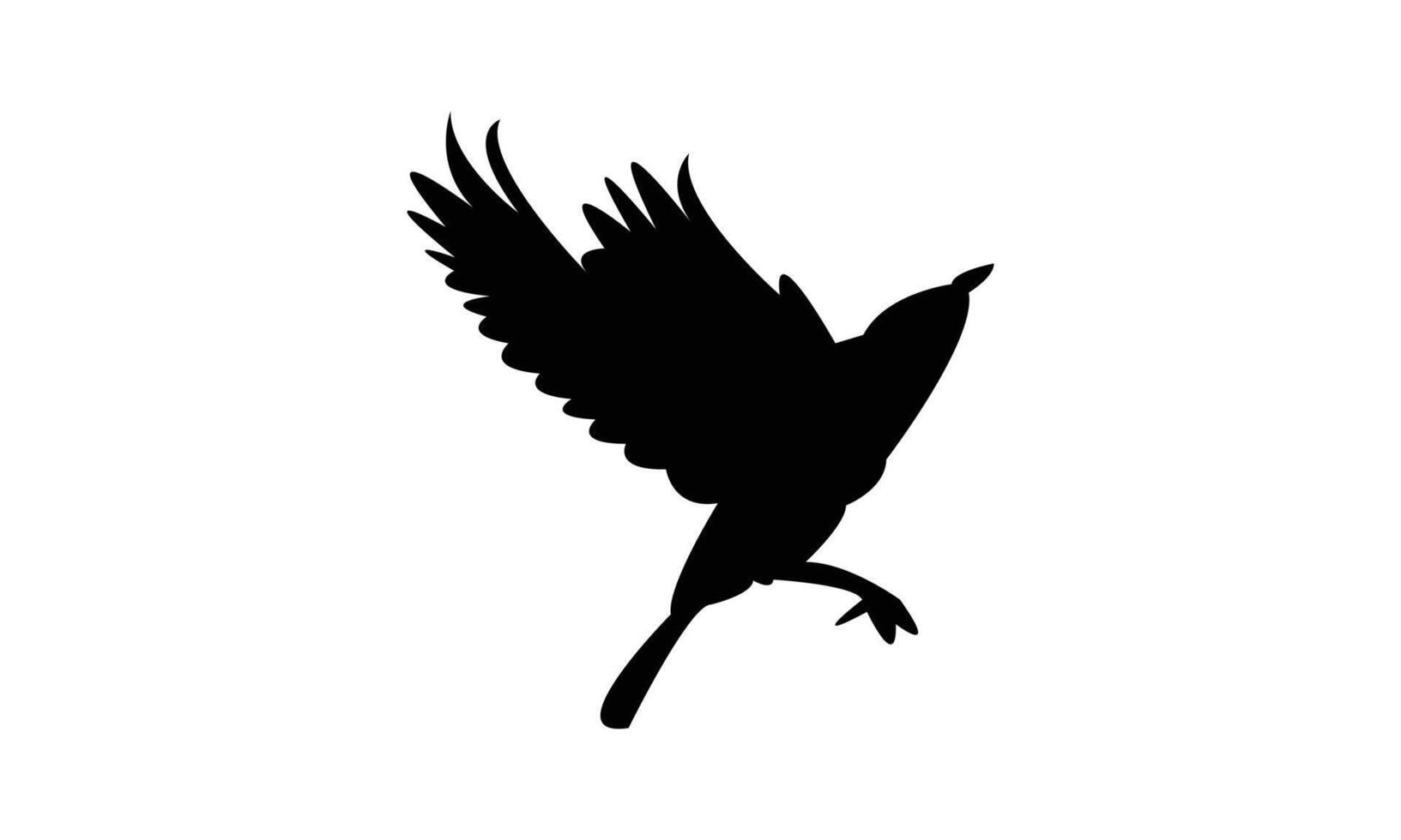 Flying Thrush Bird Silhouette Design And Illustration. vector