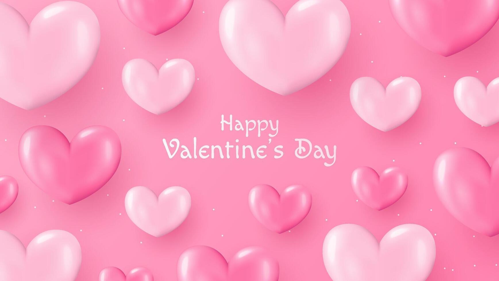 Valentine's Day background with 3d hearts. vector