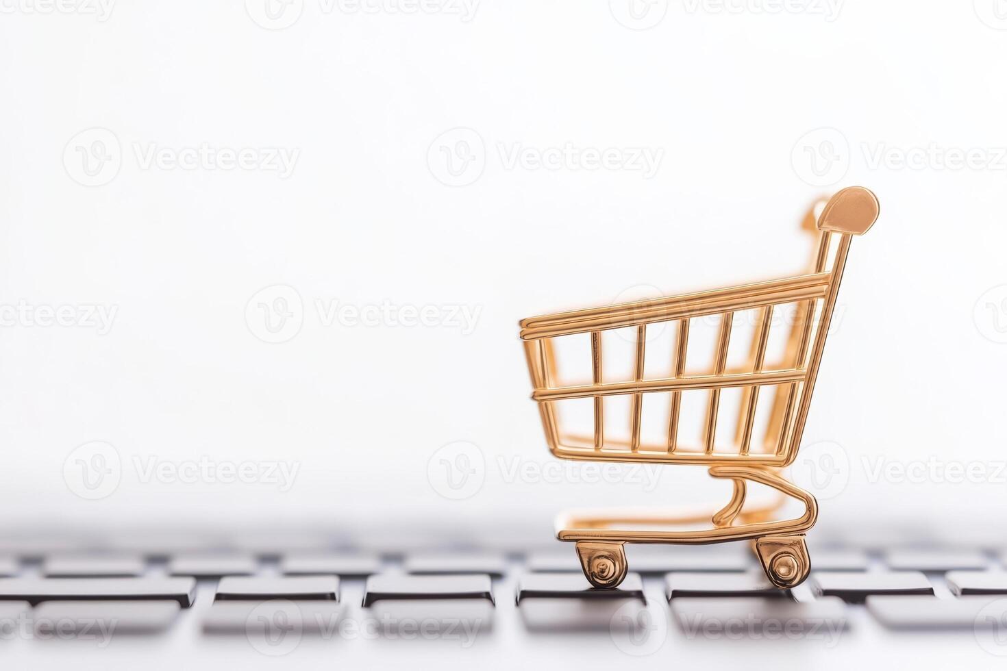 Shopping Cart Icon on Minimal White Background photo
