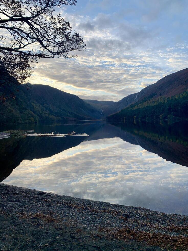 Reflection on lake in Ireland photo