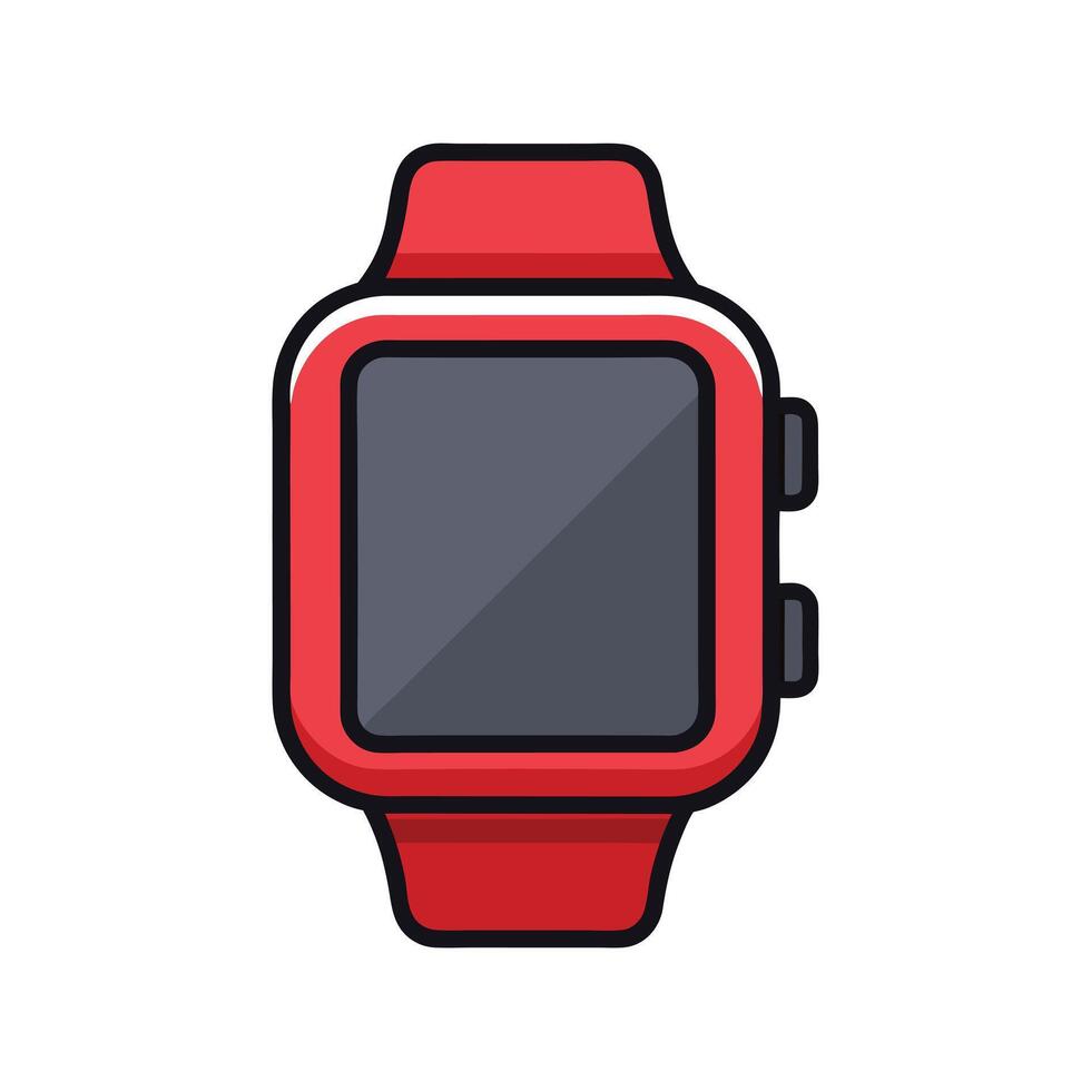 Colorful Smartwatch with Digital Screen and Strap Modern Wearable Technology Design vector
