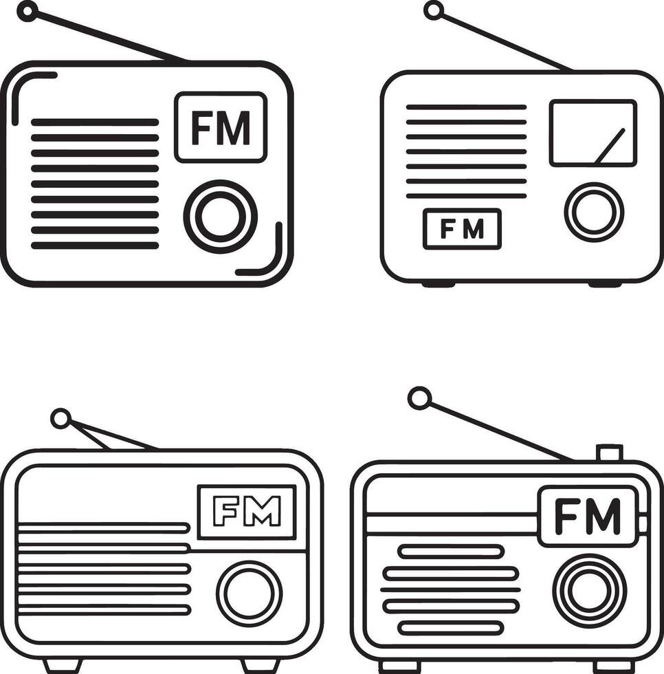 Retro radio outlines vector