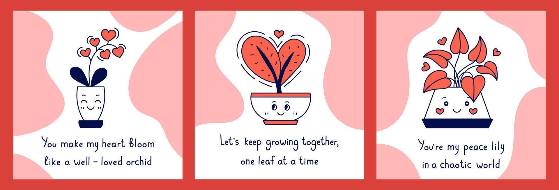 Valentines day Poster Set with Funny Text vector