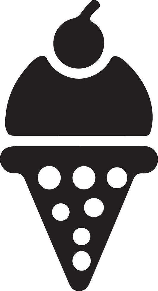 Ice ream cone silhouette flat icon. vector