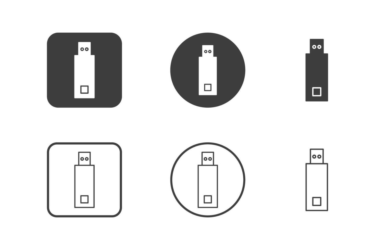usb stick icon design 6 variations. Set electronic hardware icons. Isolated on white background. vector