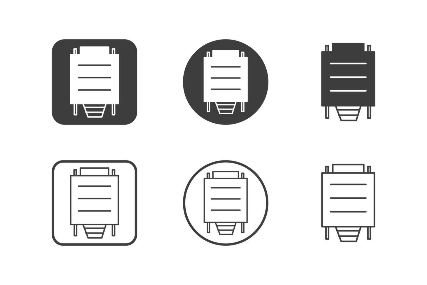 vga cable icon design 6 variations. Set electronic hardware icons. Isolated on white background. vector