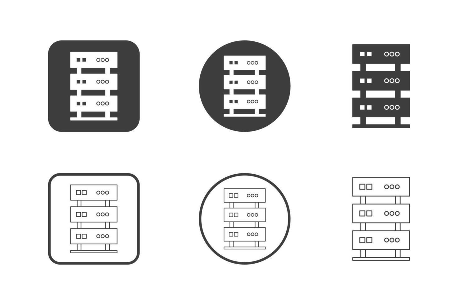 server rack icon design 6 variations. Set electronic hardware icons. Isolated on white background. vector