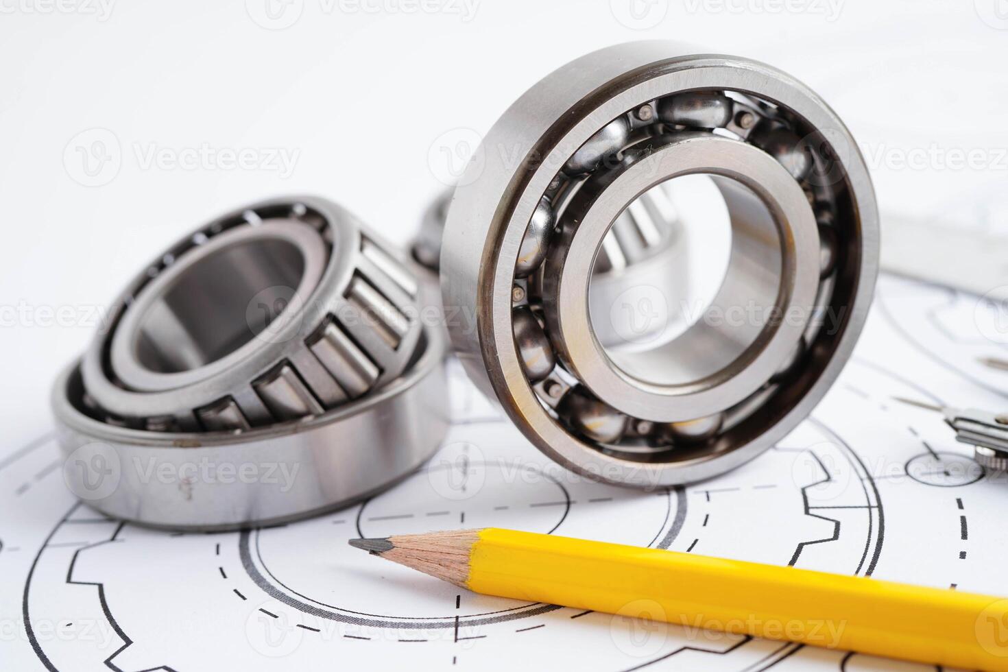 Engineering and precision tools with metal ball bering, mechanical industrial. photo