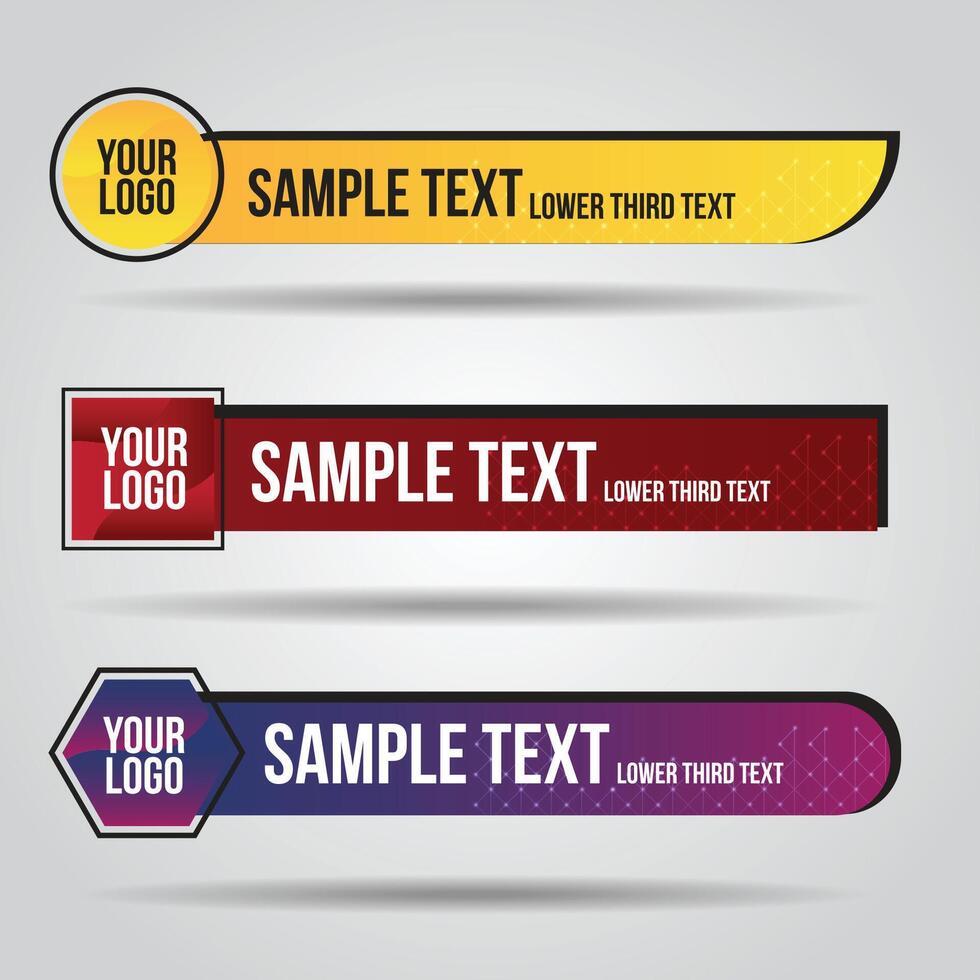 Lower third red blue and orange design template modern contemporary. Set of banners bar vector