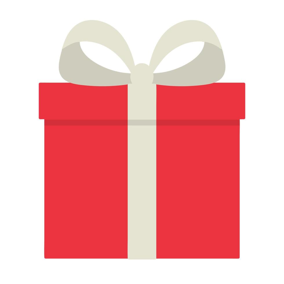 Red gift box with white ribbon and bow isolated on white background vector