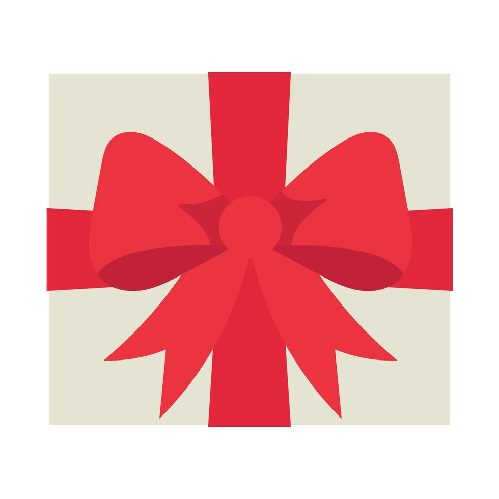 White gift box with red ribbon and bow isolated on white background vector