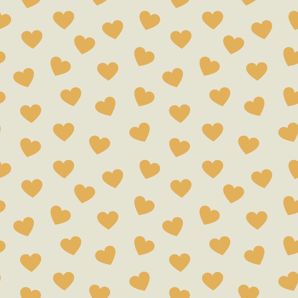 Seamless pattern with gold hearts on beige background vector