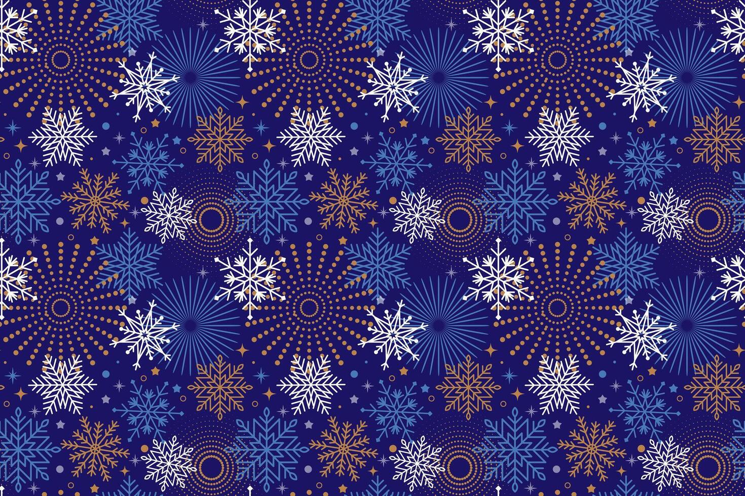 Elegant Christmas seamless pattern of snowflakes, fireworks and stars. For cards, fabric, wrapping paper, banners. illustration vector