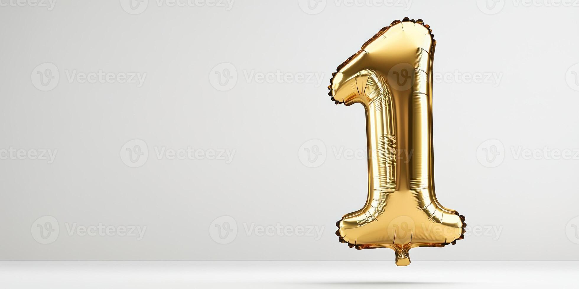 Golden number one balloon for celebrations and anniversaries photo