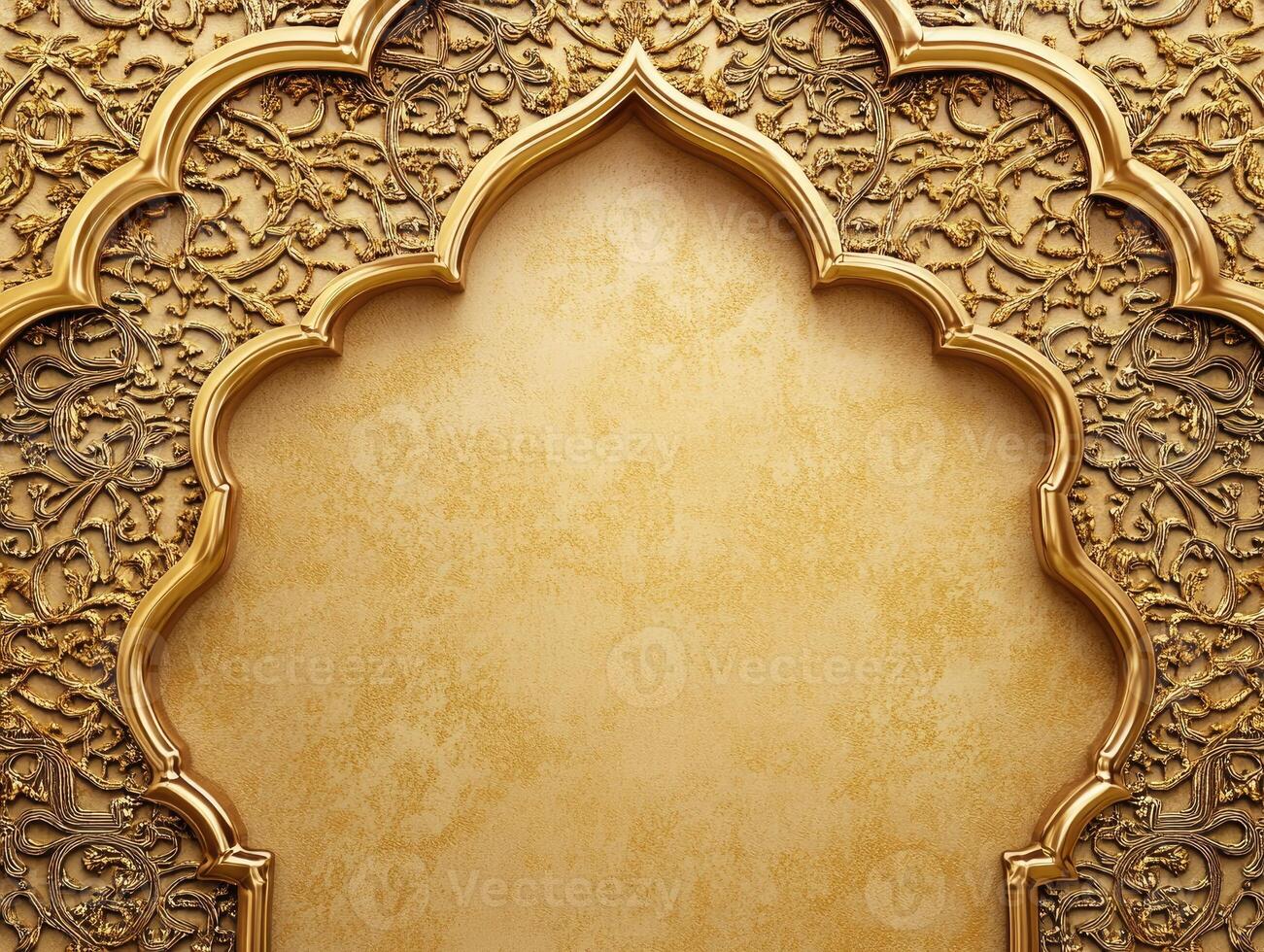 Elegant traditional golden pattern on warm beige background for interior design photo
