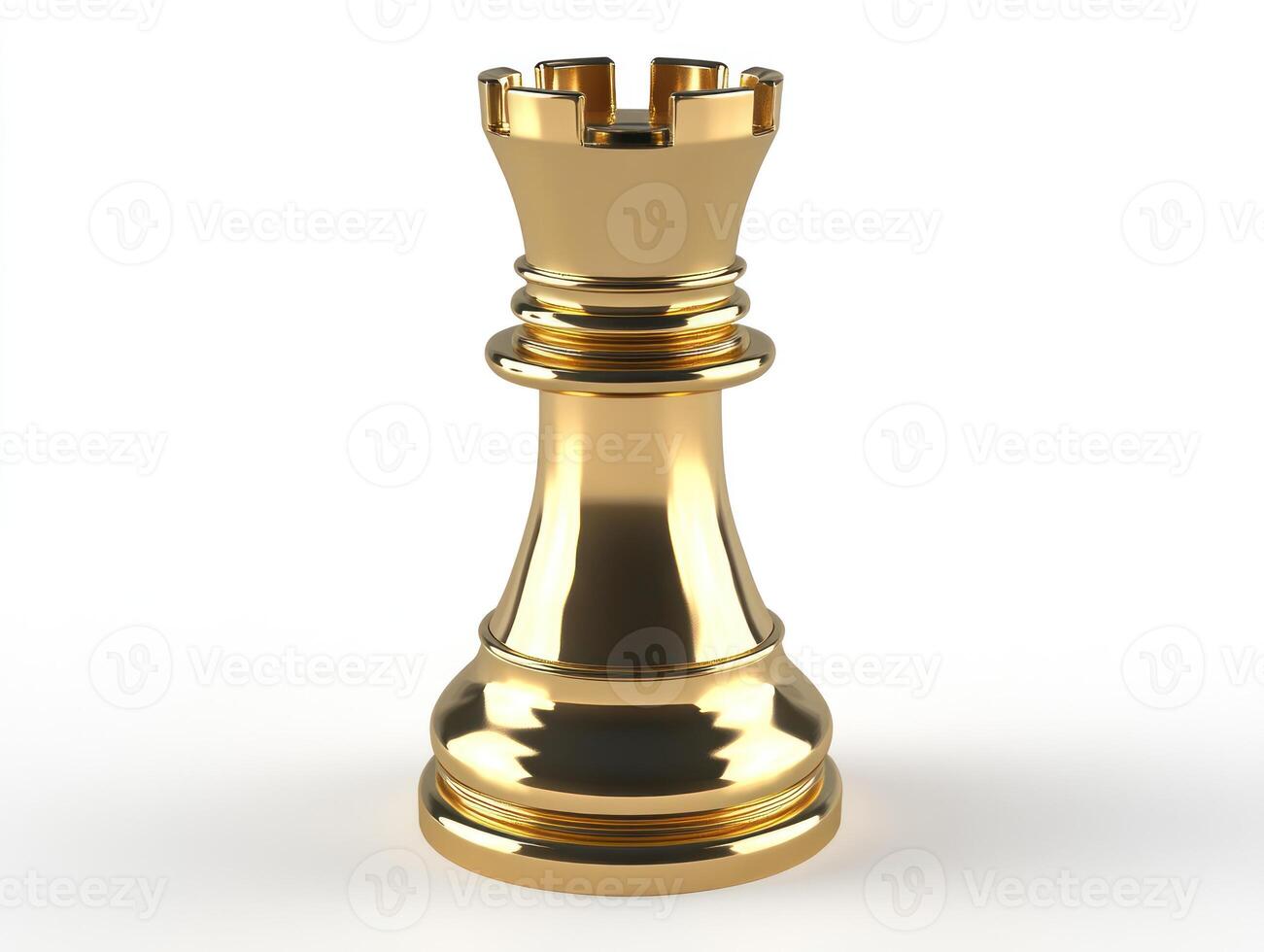 Golden rook chess piece hovering weightlessly. Elegant concept for strategy and design photo