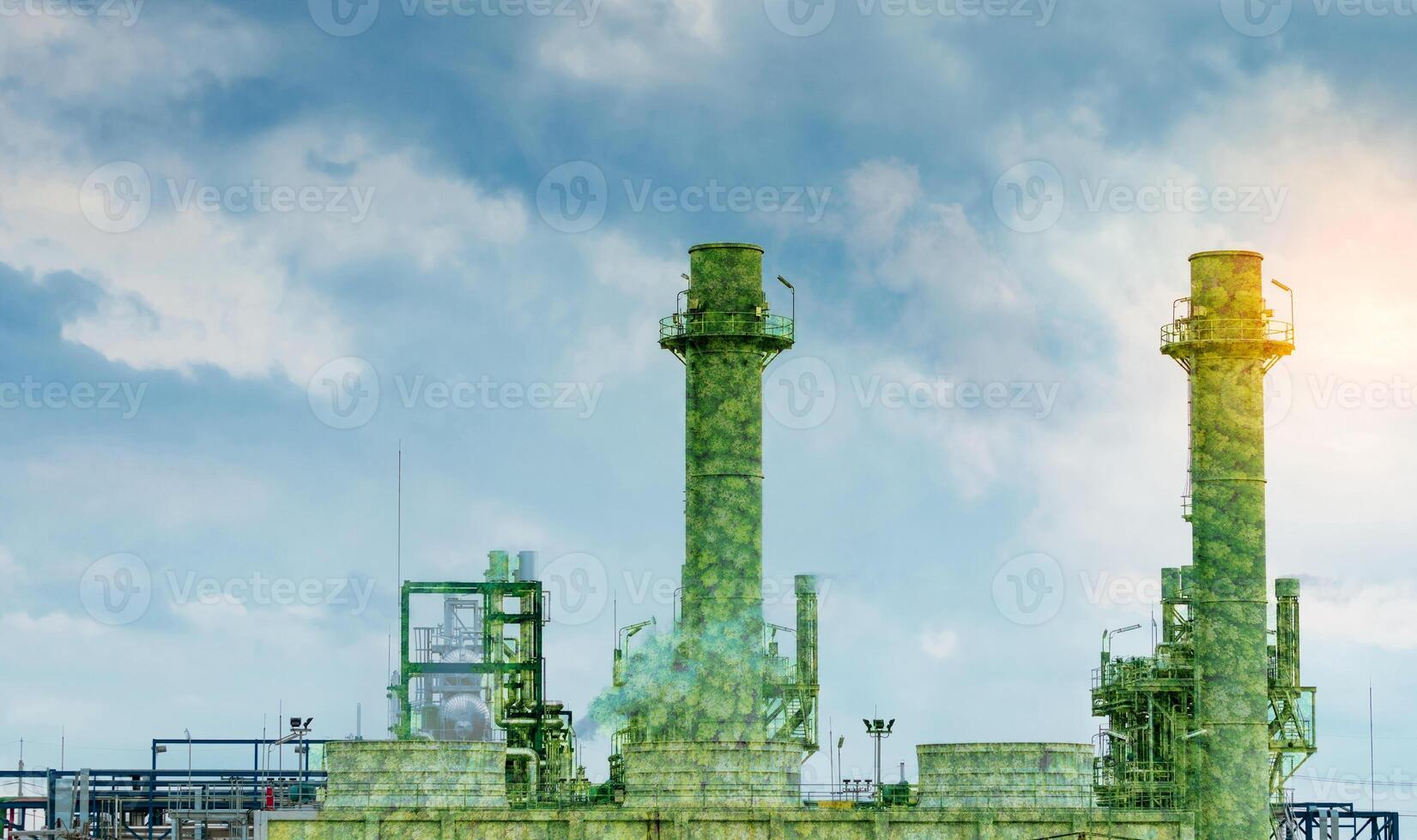 Gas turbine electrical power plant. Green energy solutions. Sustainability and clean energy generation. Industrial innovation and eco-friendly electricity production concepts. Gas turbine technology. photo