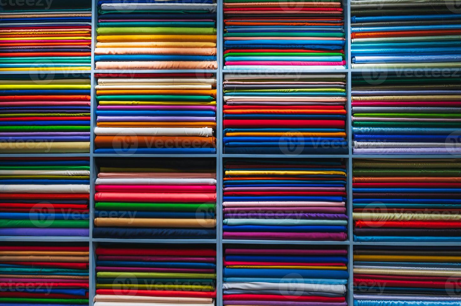 Fabric and textiles samples in a factory shop or store. photo