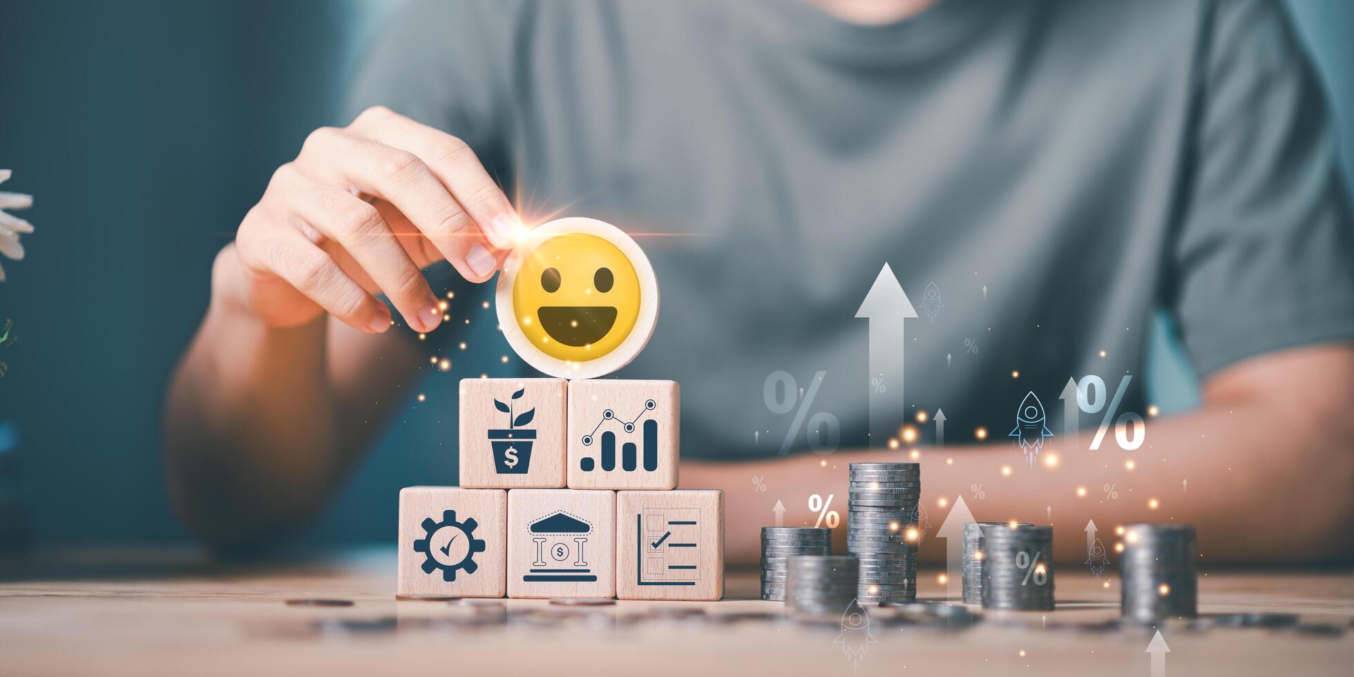 concept interest rates and dividends ,investment growth percentage and interest on deposits ,increase in interest rates ,Retirement returns ,increase of business profits,finance and investment photo