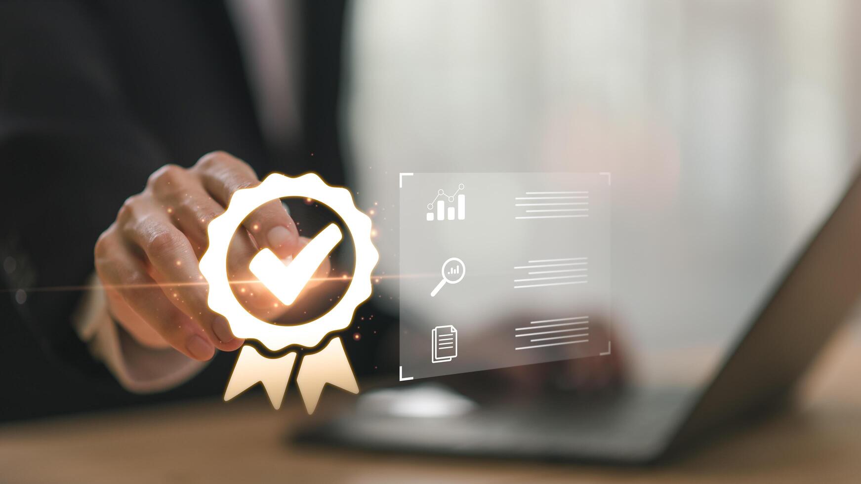 best quality assurance concept for product assurance , standard quality, ISO ,product Certification ,Inspection of quality and standards of the organization ,Industry Certification, Guarantee photo