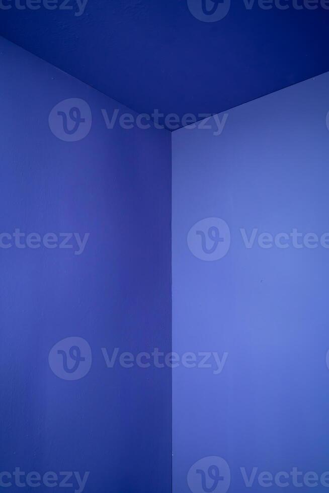Minimal background mockup for product presentation. Corner of room delicate blue color photo