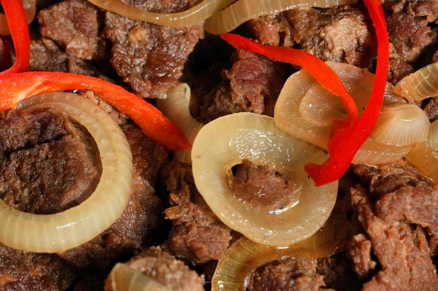 a close up of a plate of meat and onions photo